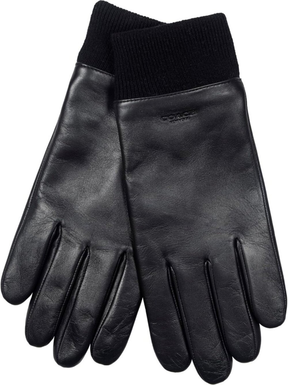 Stylish Leather Knit Cuff Tech Gloves for Touchscreen, Warm Winter Accessory